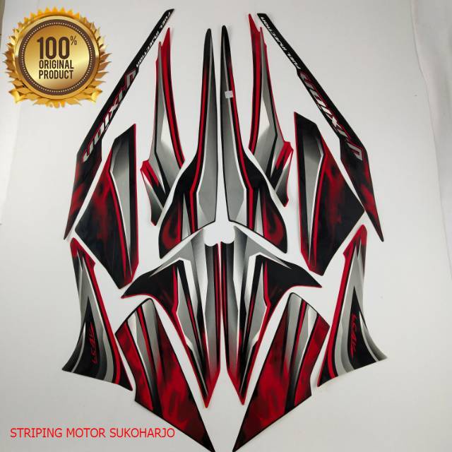 (ORI) striping yamaha vixion 2012 old hitam merah list body kualitas original