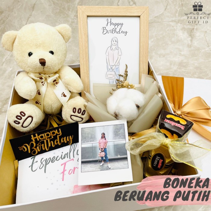 

[BEST SELLER] Kado Ulang Tahun / Kado Valentine / Kado Karikatur Custom Illustration Putih, Happy Birthday