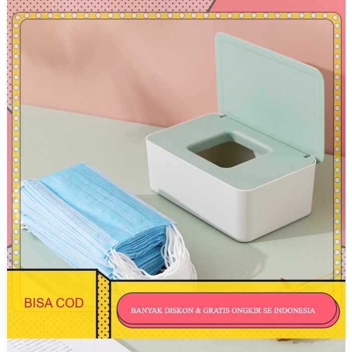 Kotak Dispenser masker Tissue basah tissue kotak penyimpanan masker - PinkXputih