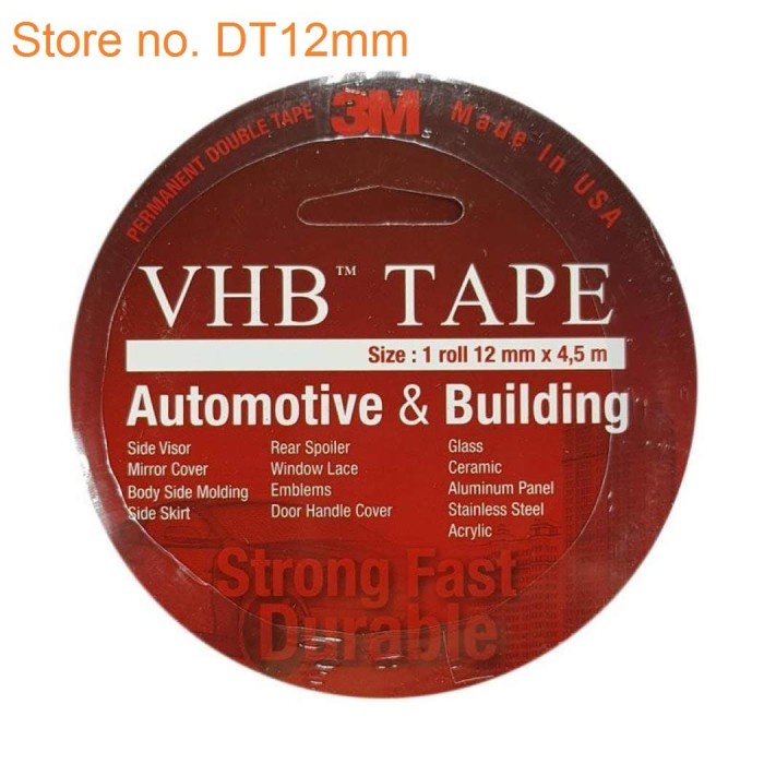 

Double Tape 3M VHB ORIGINAL 12mm x 4,5m Dobel Tip Car Mobil Otomotif OP27