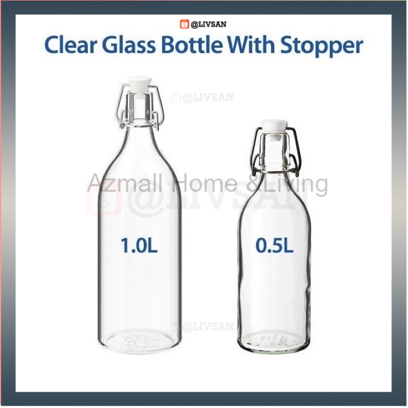 KORKEN Botol minum korken MINIMALIS LIVSAN beling kaca transparan transparant elegant mewah cafe kop