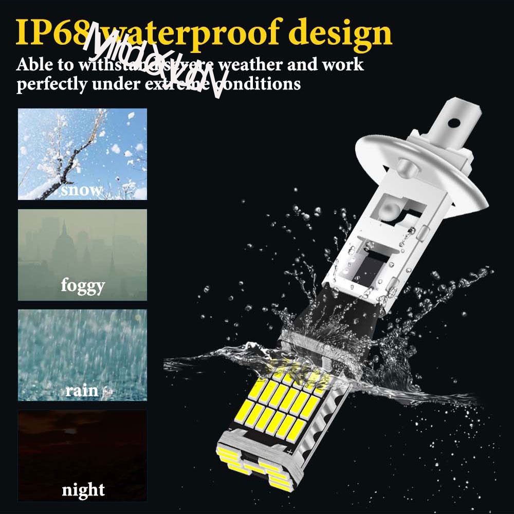 2 Buah 24V DC Lampu Kabut LED H1 LED H3 LED 4014 Chip 45SMD Lampu Bohlam Lensa 12V-24V Lampu Bohlam