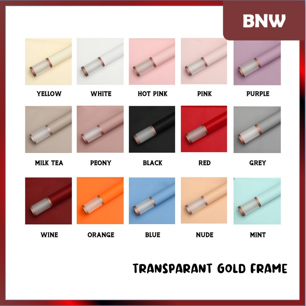 

BNW - (5 LEMBAR) - FL24 GOLD FRAME Kertas Bunga Paper Buket Motif Gold Frame Tebal Transparan Florist Cellophane - GROSIR