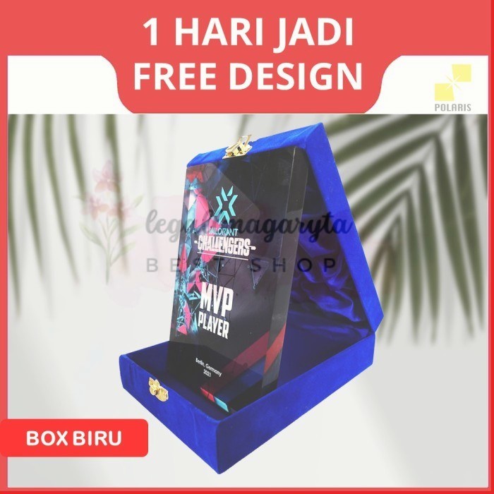 PLAKAT AKRILIK COLORFULL MEWAH ELEGAN + BOX CUSTOM PLAKAT PENGHARGAAN - BOX BIRU
