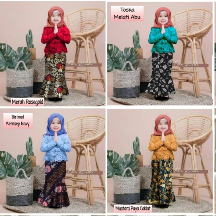 set kebaya anak muslim/kebaya wisuda anak TK paud/baju kartini 0-5 thn
