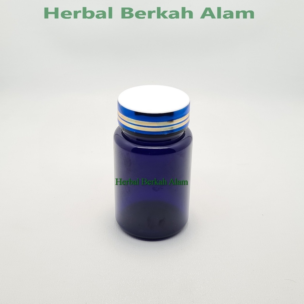 Botol Obat 100 ml Biru Tutup Biru Line Emas / Botol Obat / Botol Plastik / Botol Kosong / Botol Kaps