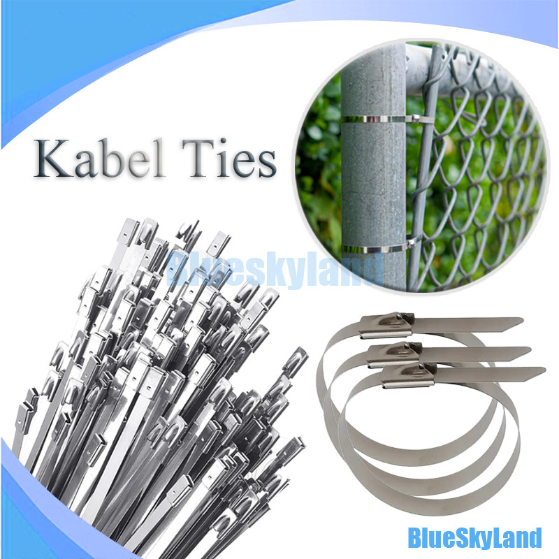 50pcs Kabel Ties Stainless Cable Ties Knalpot Exhaust Wrap Motor Mobil/Klem Selang Stainless Klem/Pe