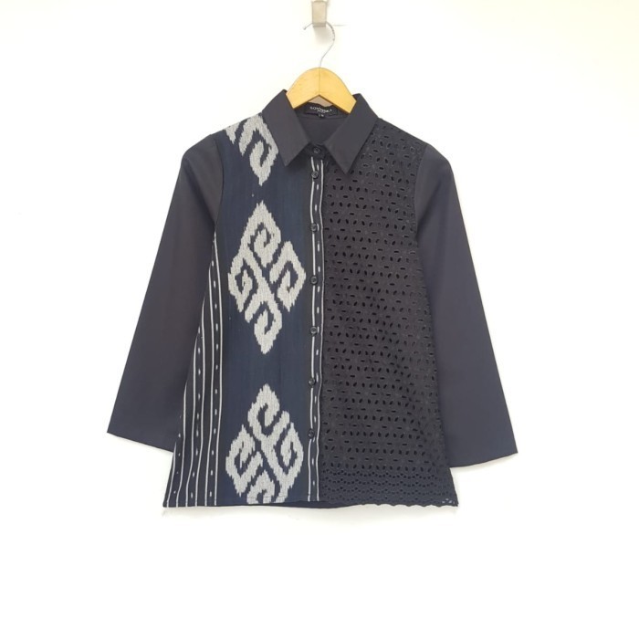 ✨Girya.Syo✨ - SALE Blouse Tenun B 101 Atasan Kerja Wanita Modern - Hitam, S