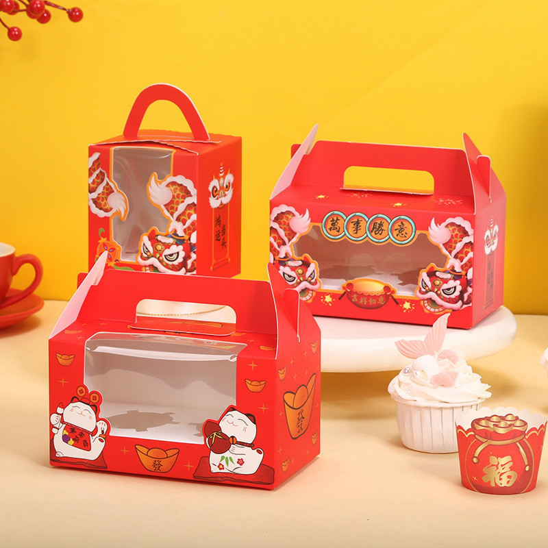 

2025 BOX CUPCAKE HAMPERS KUE CUP CAKE COOKIES SINCIA IMLEK BARONGSAI HAPPY CHINESE NEW YEAR