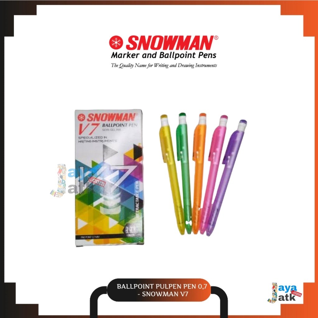 

(PACK) Ballpoint Pulpen Pena Semi Gel 0,7 - Snowman V7