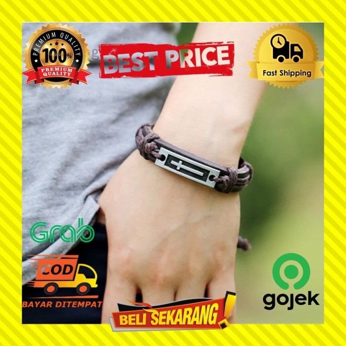 GELANG KULIT SALIB TITANIUM PREMIUM ORI PRIA WANITA UNISEX COUPLE G80