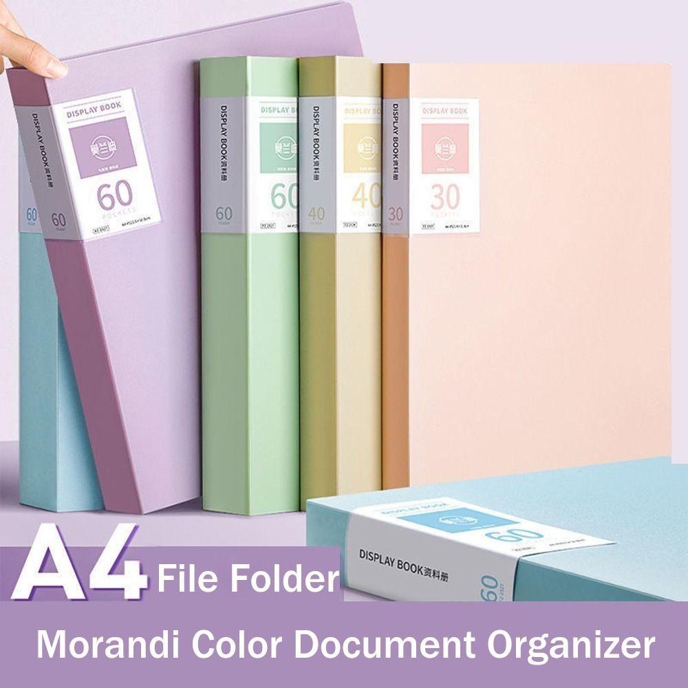 

A4 File Folder Display Book 30/40/60 Sheets Transparent Insert Paper Document Organizer Bag Office School Supplies Stationery