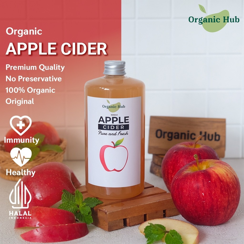 

Organic Hub Cuka Apel With Mother 500 ml Asli 100% Apple Vinegar With Mother