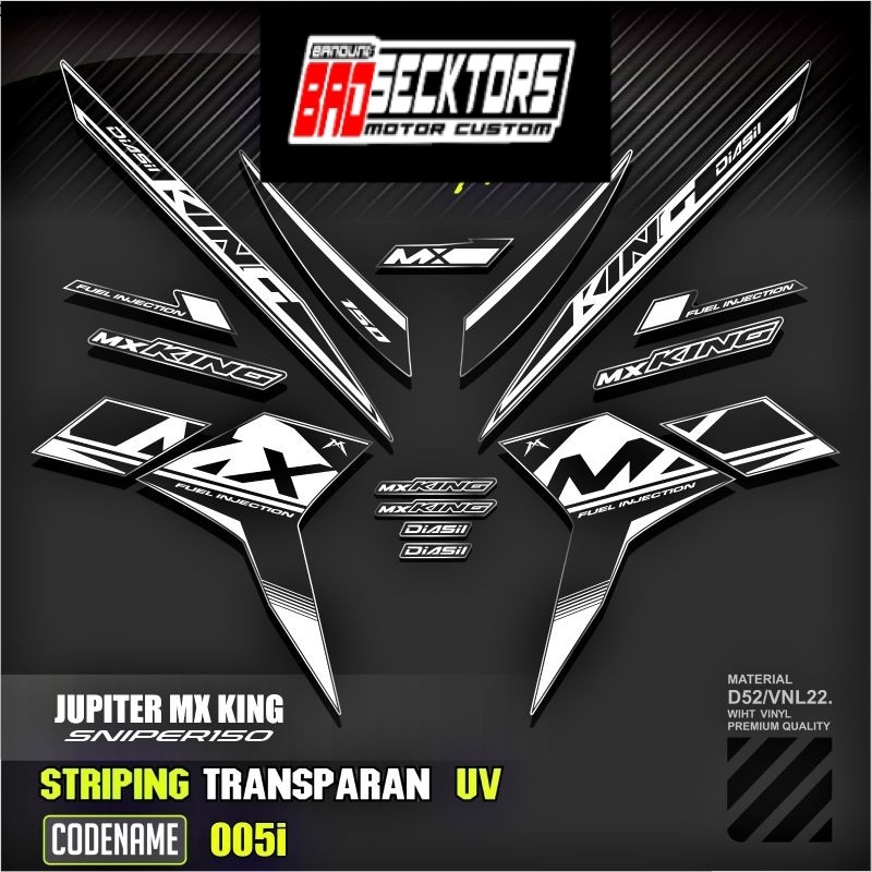 Decal Sticker Striping Variasi Transparan Uv Mx King 150 Yamaha Jupiter Mx King 150 Y15ZR Y16ZR SNIP