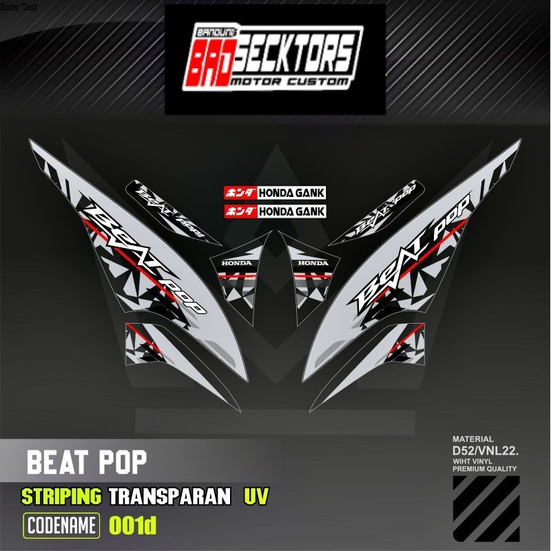 Decal Sticker Striping Variasi Transparan Uv Beat Pop Malaysia Honda Beat Pop 110 Esp Cbs Iss Beat P