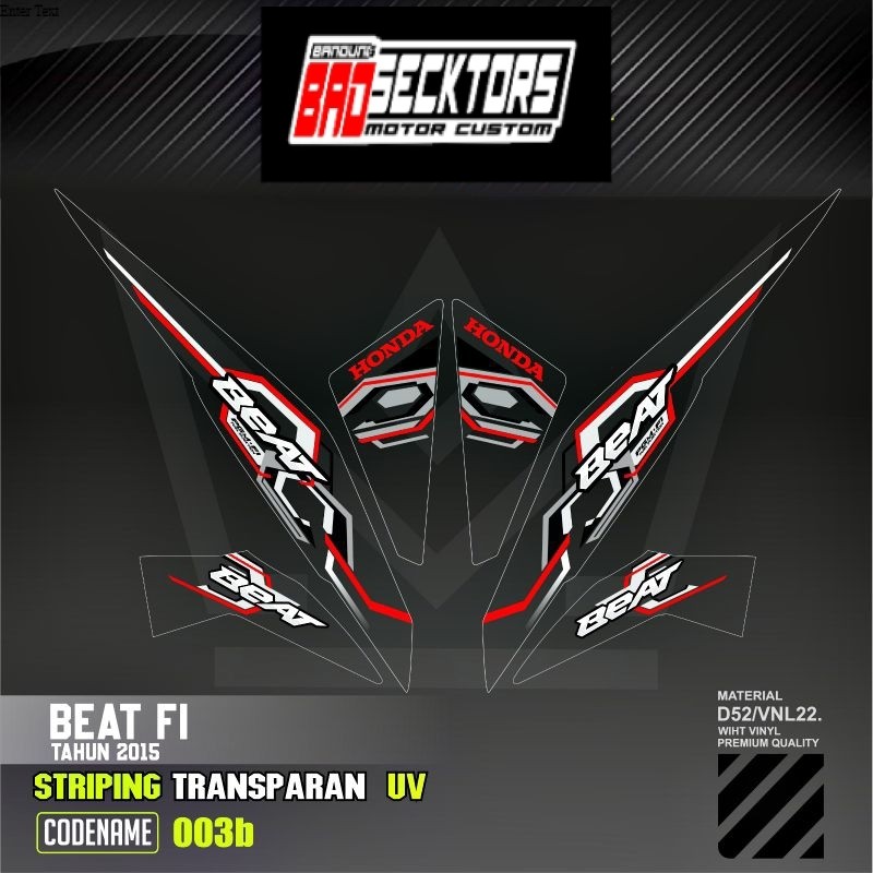 Decal Sticker Striping Variasi Transparan Uv Beat Fi 2013-2015 Striping Beat Fi 110 Transparan Beat 
