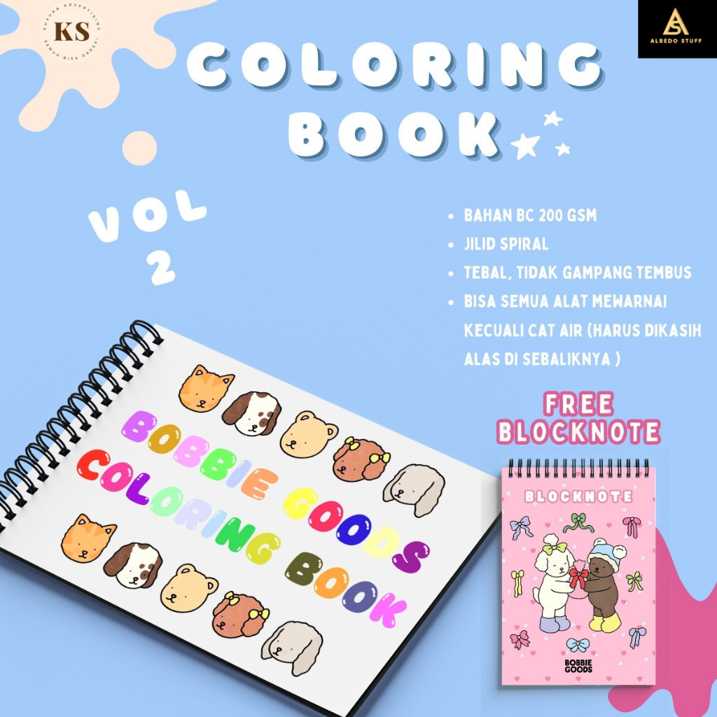 

Bobbie's Goods Vol.2 Coloring Book Buku Mewarnai Anak Remaja Dewasa Aesthetic Kertas Tebal