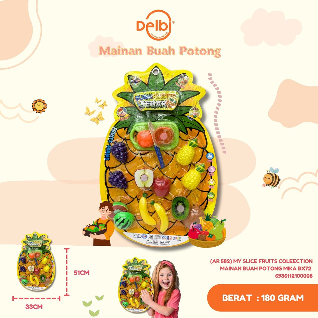 Mainan Potong Buah (AR 582) MY SLICE FRUITS COLEECTION MAINAN BUAH POTONG MIKA