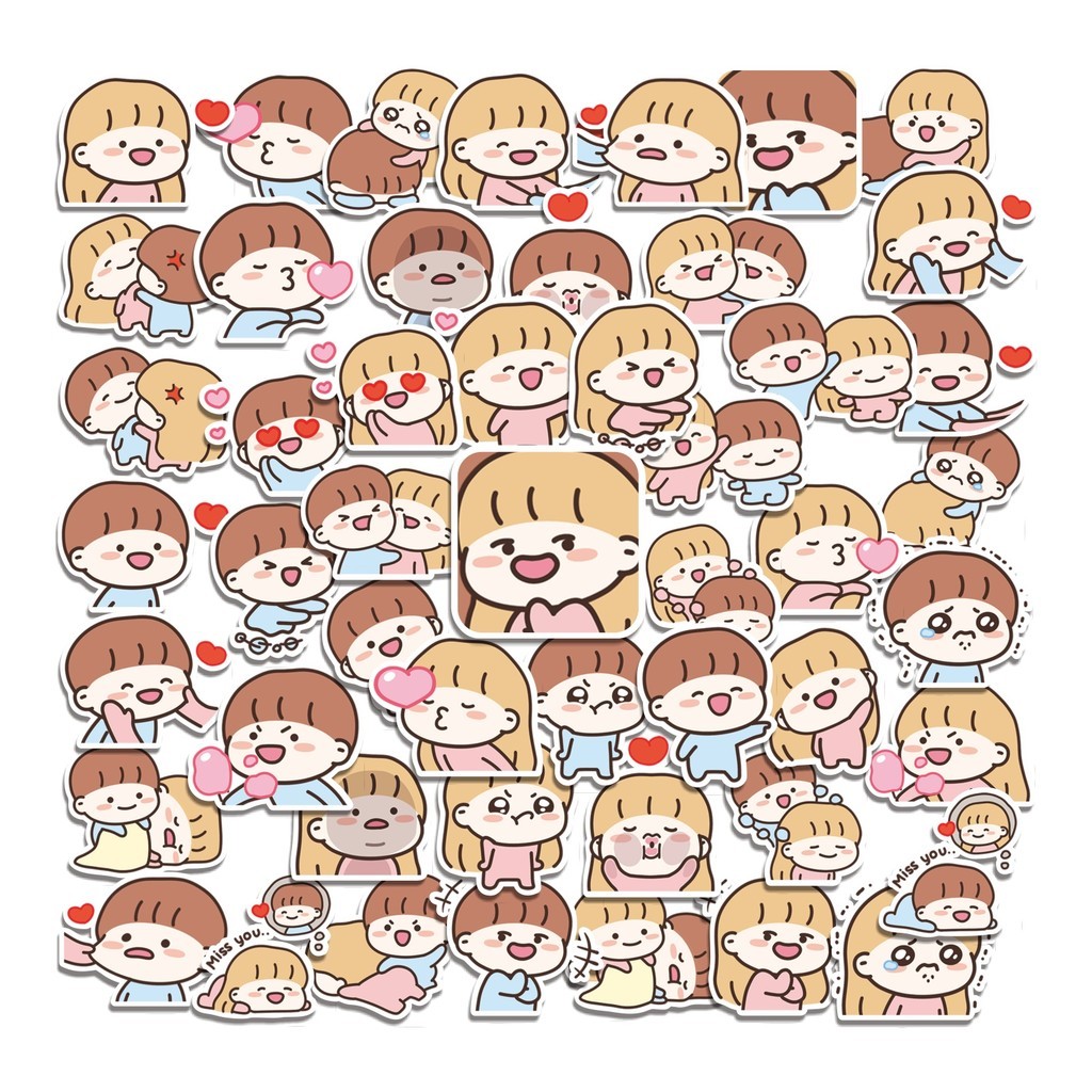 

COD 50 Pcs Stiker I Love You Couple Lucu Anti Air Untuk Dekorasi Notebook Sepeda Skateboard Handphone