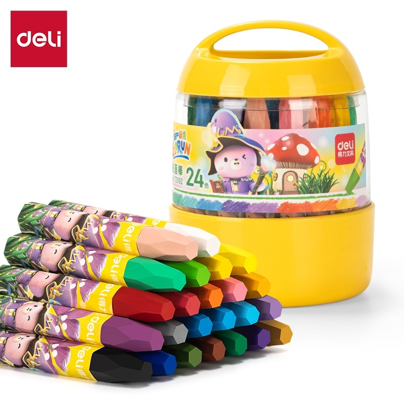 

Deli 72090 72092 oil pastel desain Barrel Crayon untuk anak sekolah