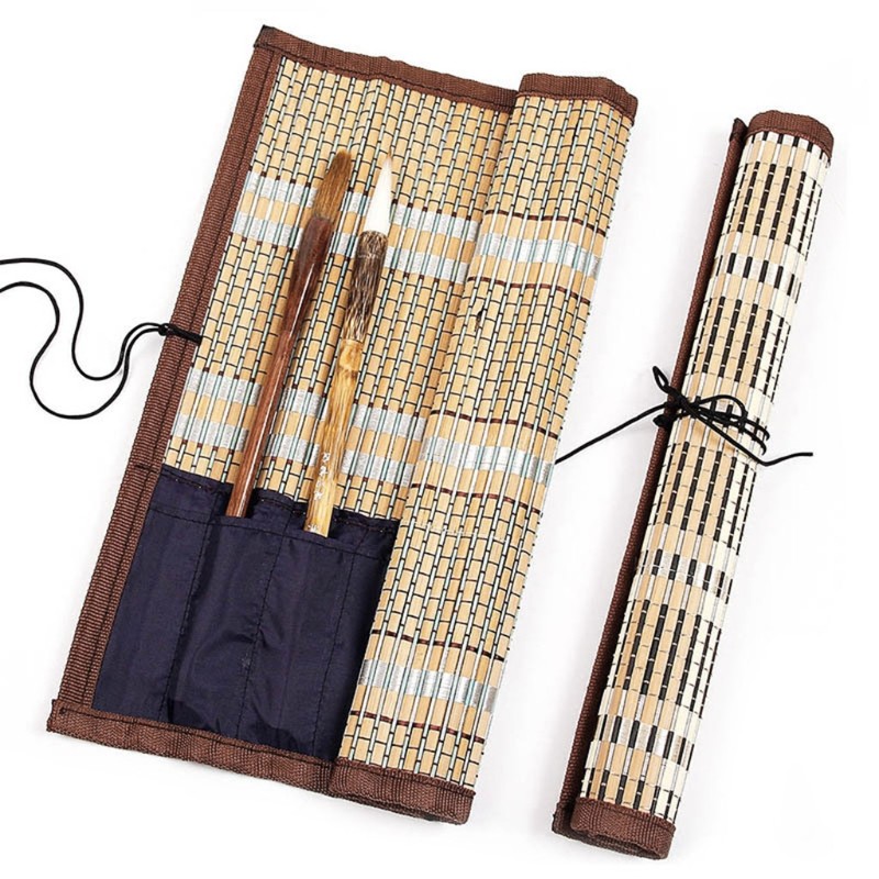 

Painting Brush Holder Bamboo Rolling Bag Calligraphy Pen Case Curtain Pack For Art Supplies