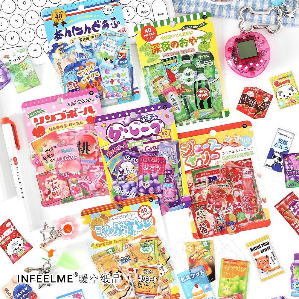 

MINKYS 40 sheets/Pack Cute Drink Bottle PET Decorative Stickers Journal Phone Sticker Book Kids Gift School Stationery