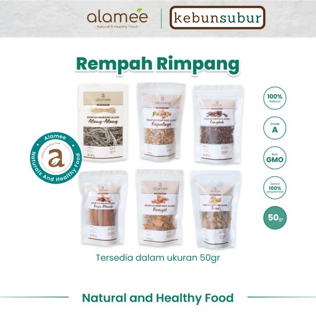 

ALAMEE Bumbu Rempah Kering 50gr Temulawak Jahe Kapulaga Ketumbar Lengkuas Kayu Manis Cengkeh Spice kebunsubur