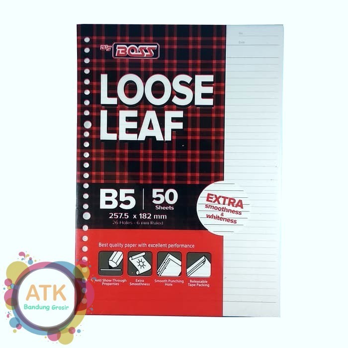 

Kertas Binder Big Boss Loose Leaf B5 50 Lembar