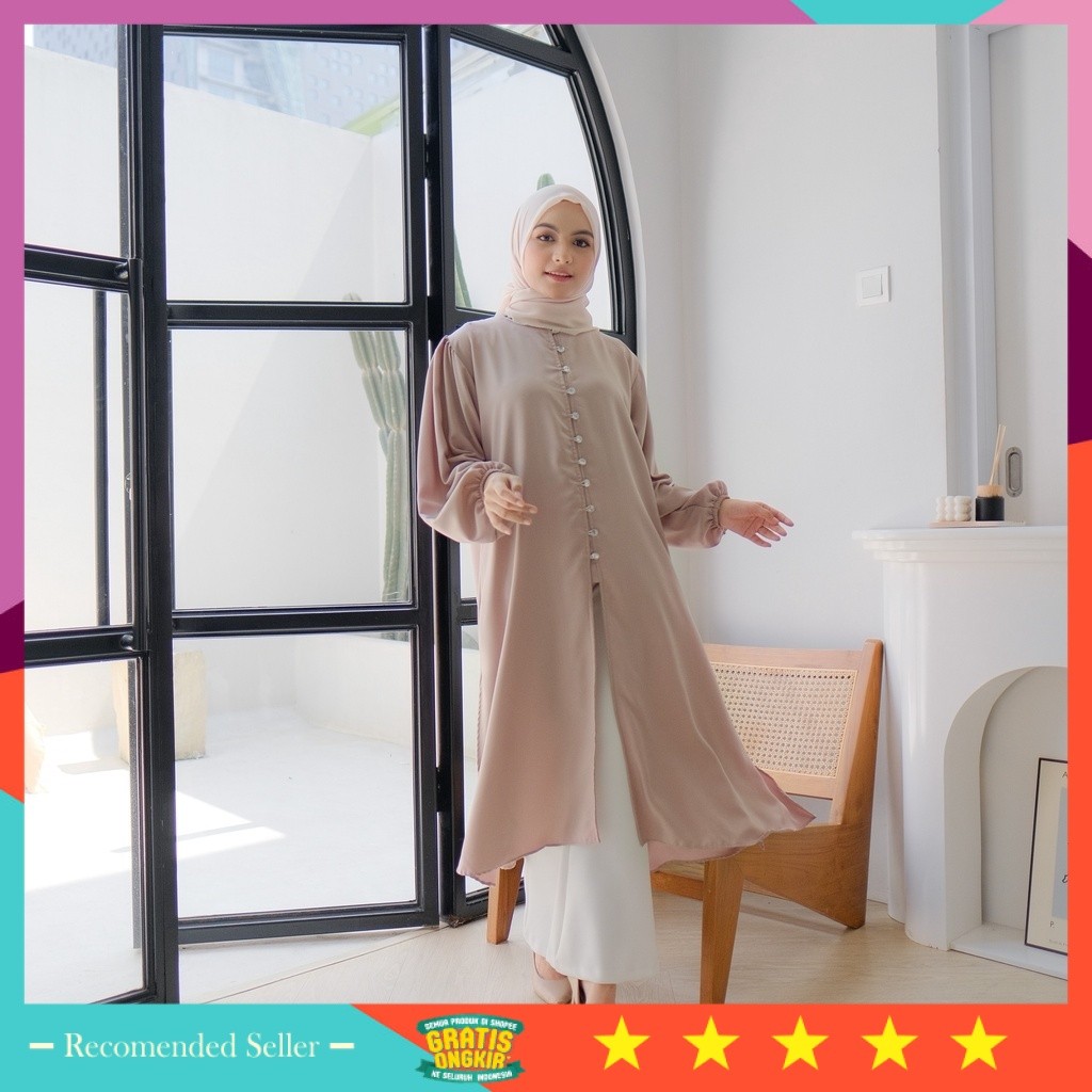 Baju lebaran murah tunik cantik kekinian / DEMEN OUTFIT - Maudy Long Tunik / Long Tunik Kekinian / T