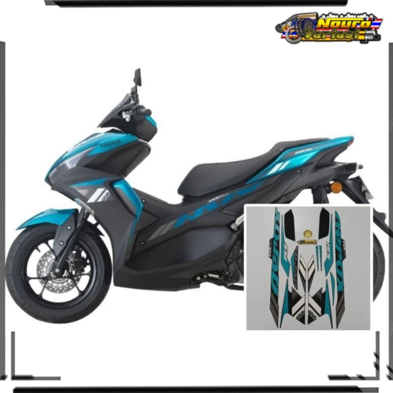 aksesoris motor stiker striping aerox 155 2021 hitam tosca list body standar berkualitas
