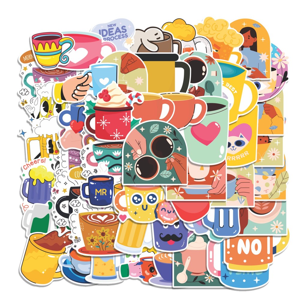 

COD 50 Pcs Stiker Mug Lucu Anti Air Untuk Dekorasi Notebook Sepeda Skateboard Handphone