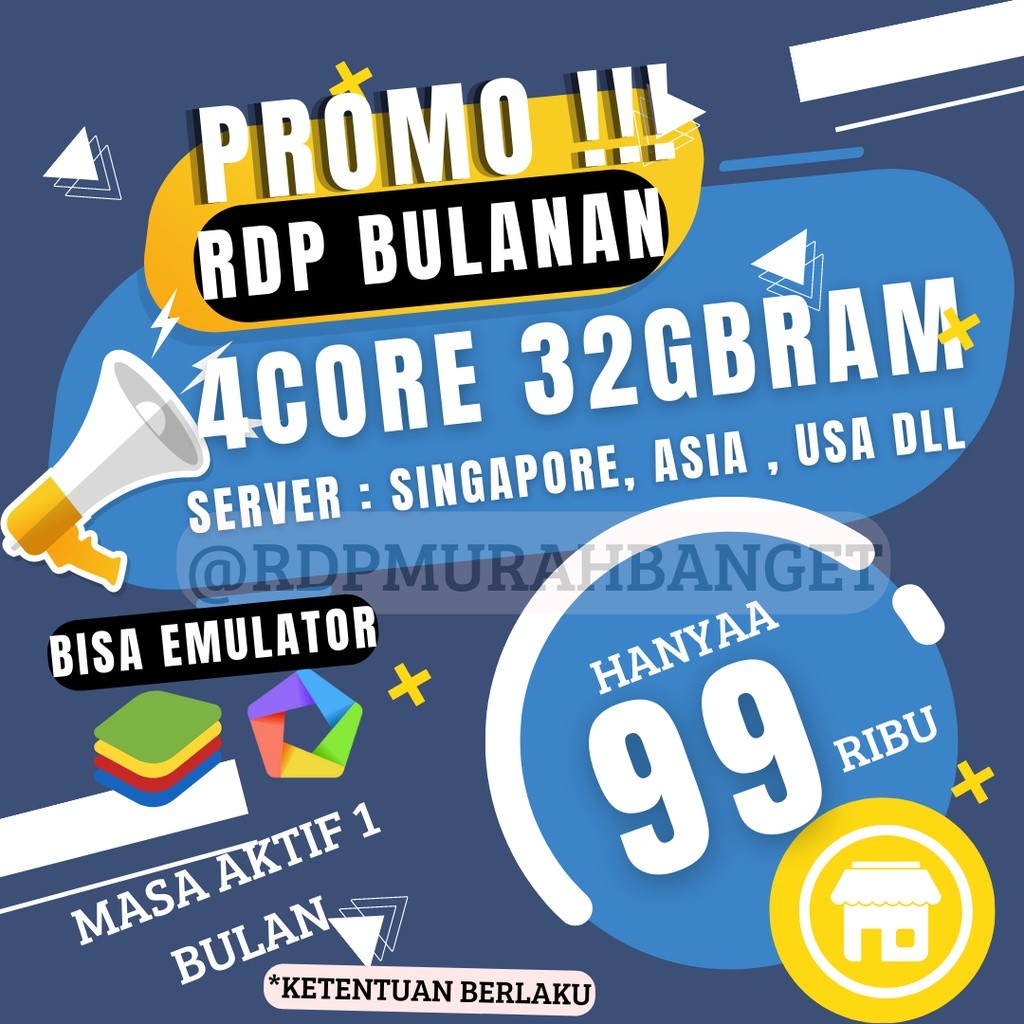 RDP / VPS BULANAN AWET AMANAH SUPPORT EMULATOR