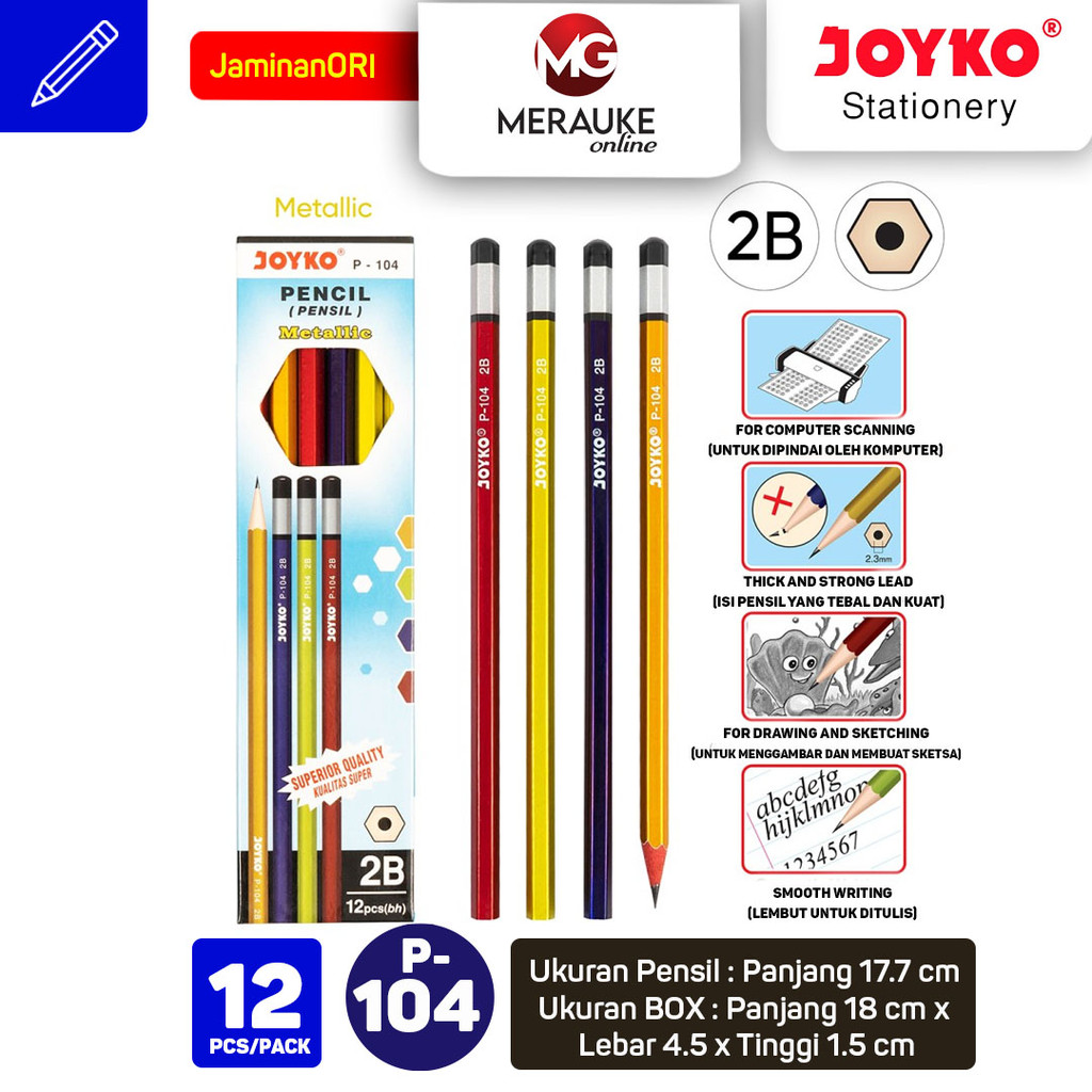

Pensil Joyko P-104 | 2B | 1 Box 12 Pcs
