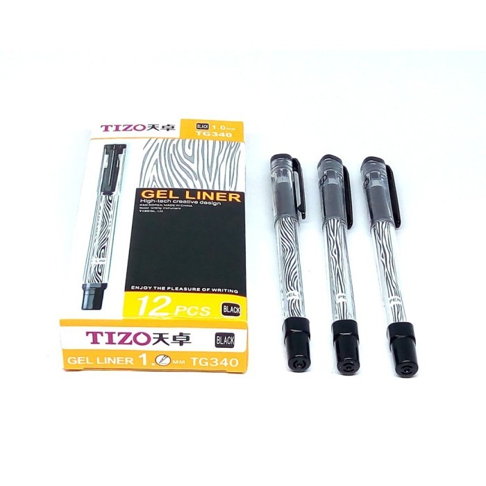 

Pulpen Gel TIZO TG340 Hitam Biru 1.0 mm / Pen Tanda Tangan - 1 lusin isi 12 pcs - Biru