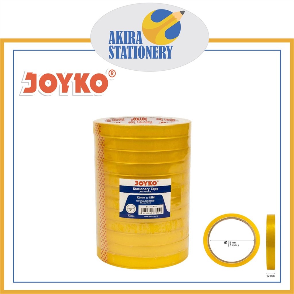 

Selotip JOYKO STT 31 12 mm x 45 m / Stationery Tape STT31-12 / Pita Perekat STT31 R12 SLOP (12 pcs)