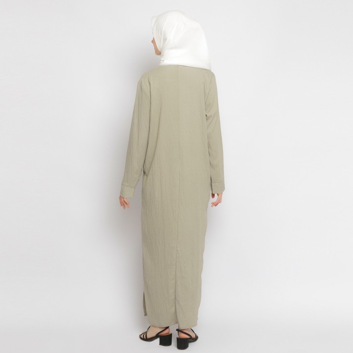 NEW -Gamis Wanita Premium Ichika - Emikoawa Dress Wanita Linen Crinkle - Cream