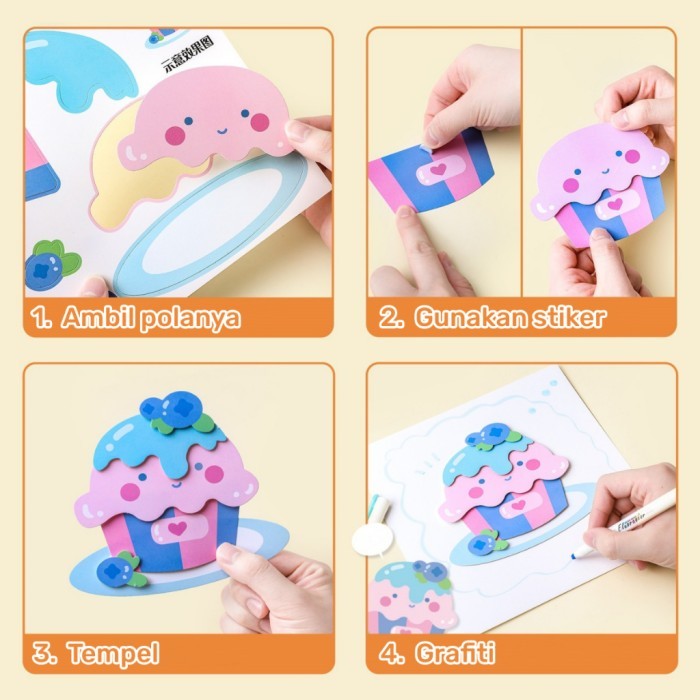 

Children sticker toys mainan puzzle sticker 3D DIY sticker project set - Yellow