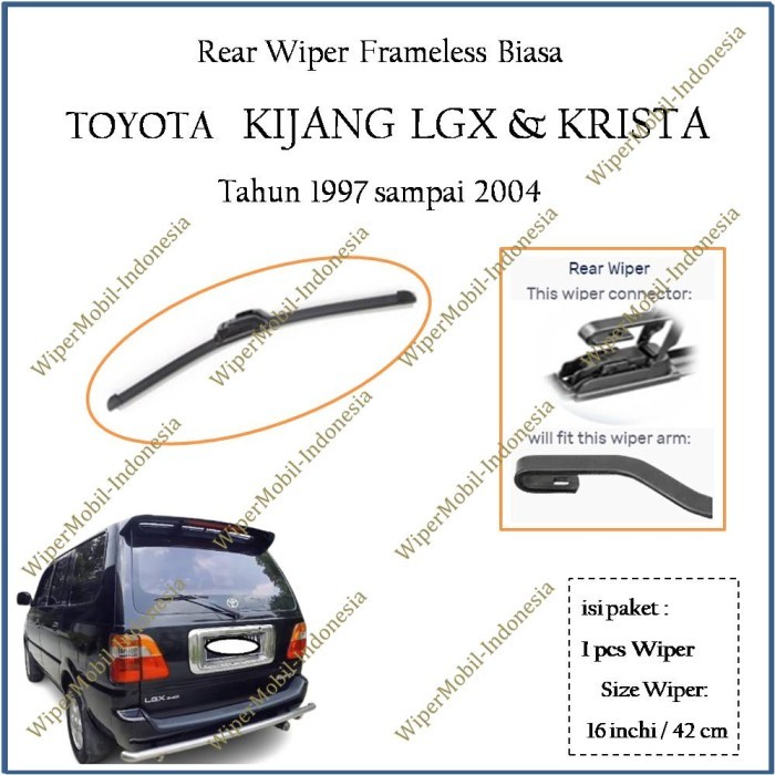 KokoWiper Wiper Frameless Kaca Belakang Kijang LGX Krista 1997 1998 1999 2000