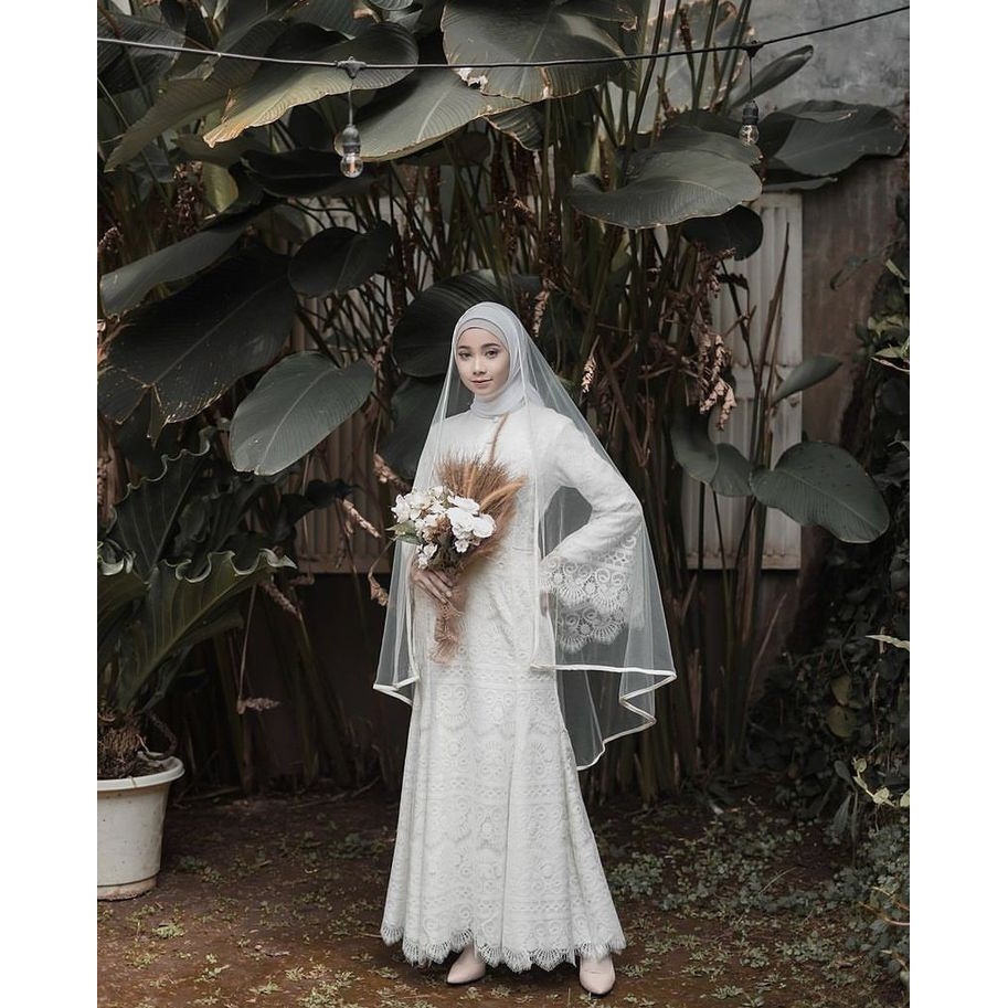2M Slayer Veil pengantin manten pernikahan aksesoris fashion RENDA PINGGIRAN  seragaman gaun muslima