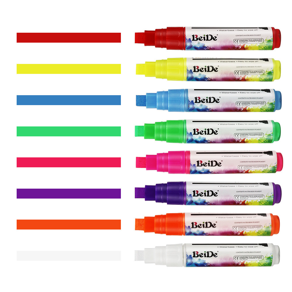 

8mm Tip Liquid Chalk Marker Pens Erasable LED Fluorescent Glass Window Art Marker for Blackboard Advertisement Chalk