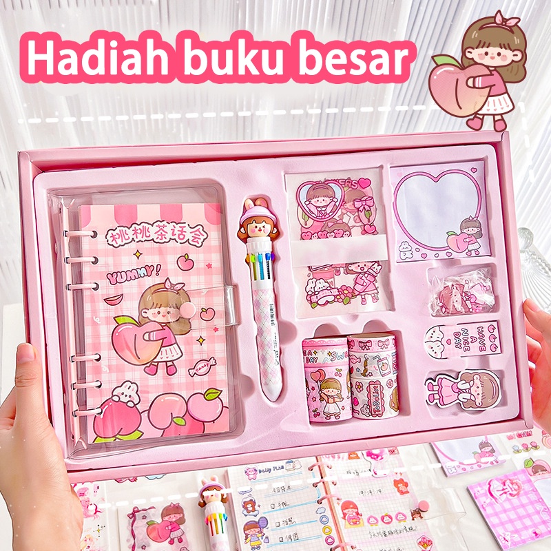 

5in1 Stiker Lucu Cute diary book Set Box Tema Kartun Stiker Label untuk Buku Pegangan Diary Dekorasi DIY Stiker Spiral Elegan Bahan Buku Notebook