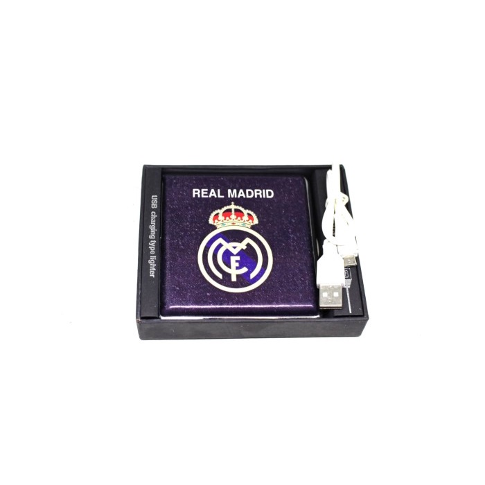 Kotak Tempat Rokok Cas USB Motif FC KOREK CAS REAL MADRID 2133.26 pz store