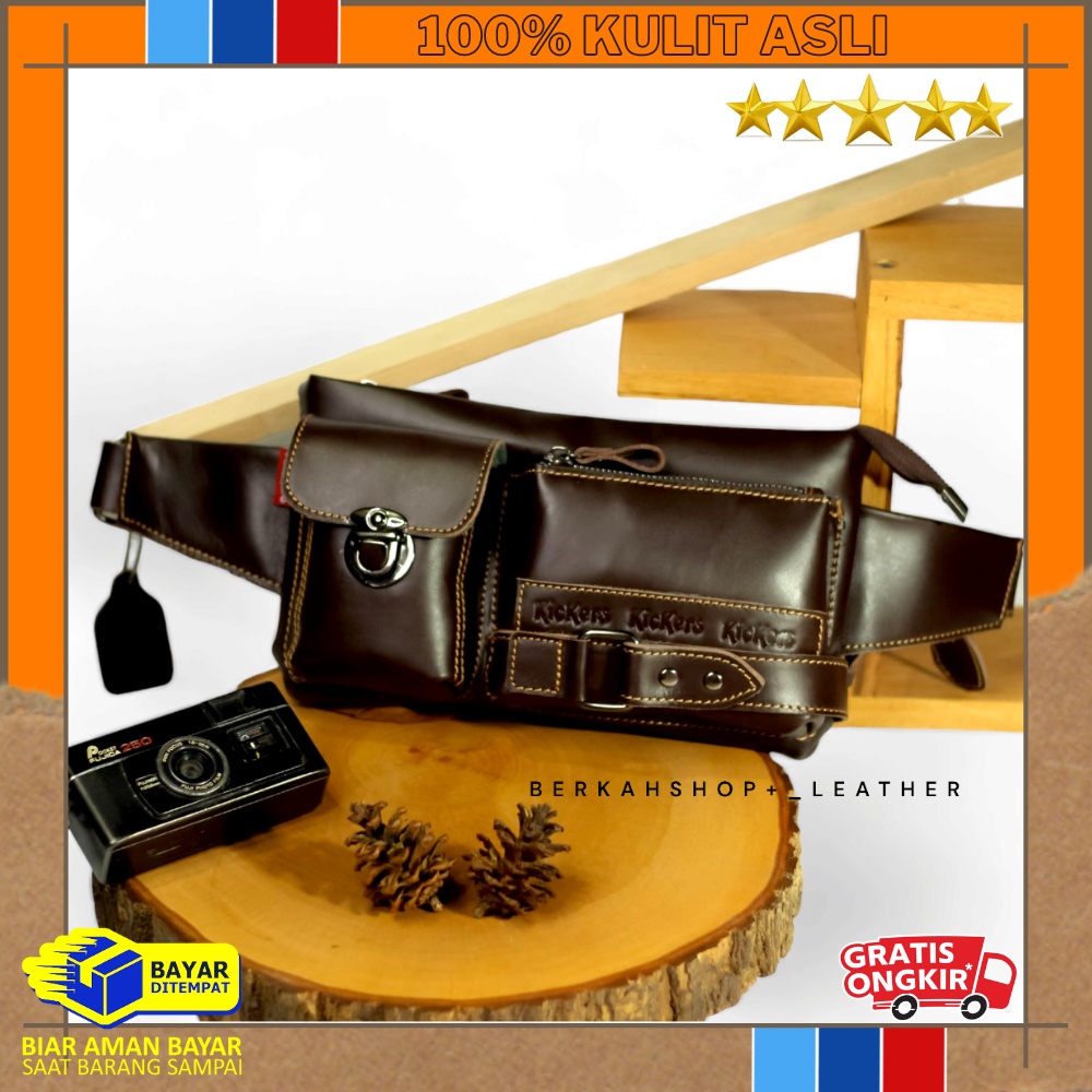 Tas Selempang Slempang Pinggang Waist Bag Kulit Pria Waistbag Weistbag Selepang Salempang Kulit Asli