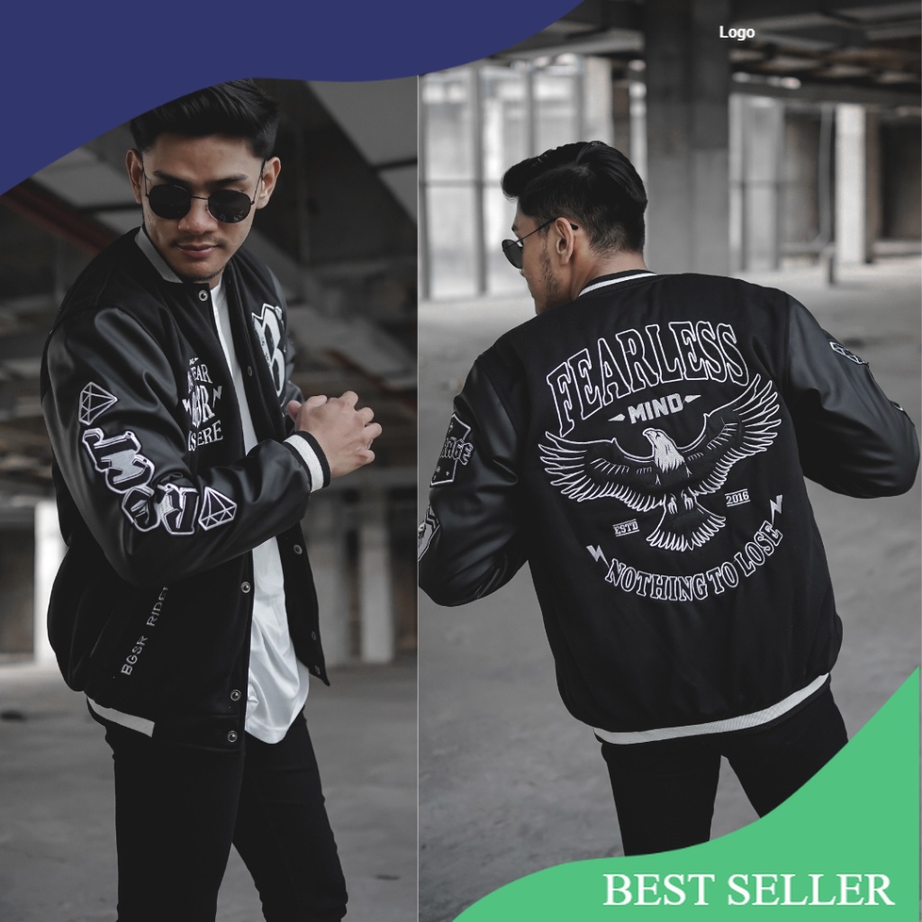 Jaket Baseball Varsity Jacket Pria Windbreaker Bordir Tebal Adem Bone X-09/Grey