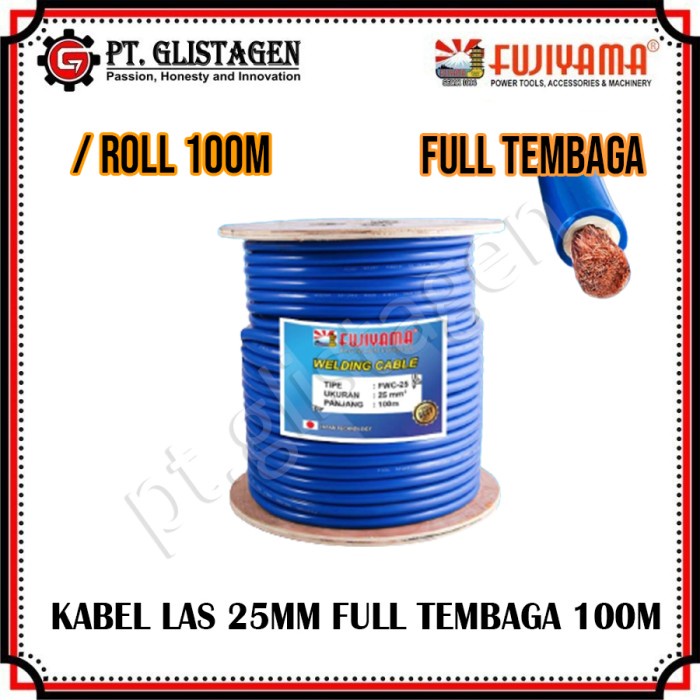 Kabel Las Tembaga Welding Cable Mesin Las Fujiyama 25MM 100 Meter
