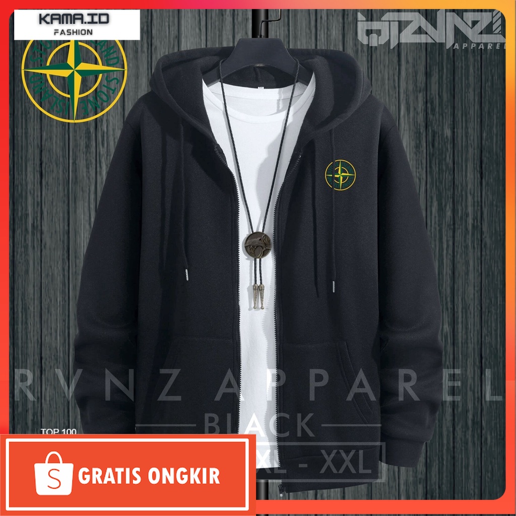 Jaket Vintage Terkini / TERMURAH COD Jaket Sweater Hoodie Zipper Distro Pria STONE ISLAND Model Terb