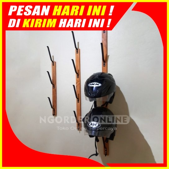 Rak helm gantung 3,4,5 susun / gantungan helm dinding, Tempat helm kayu  / gantungan helm susun kayu