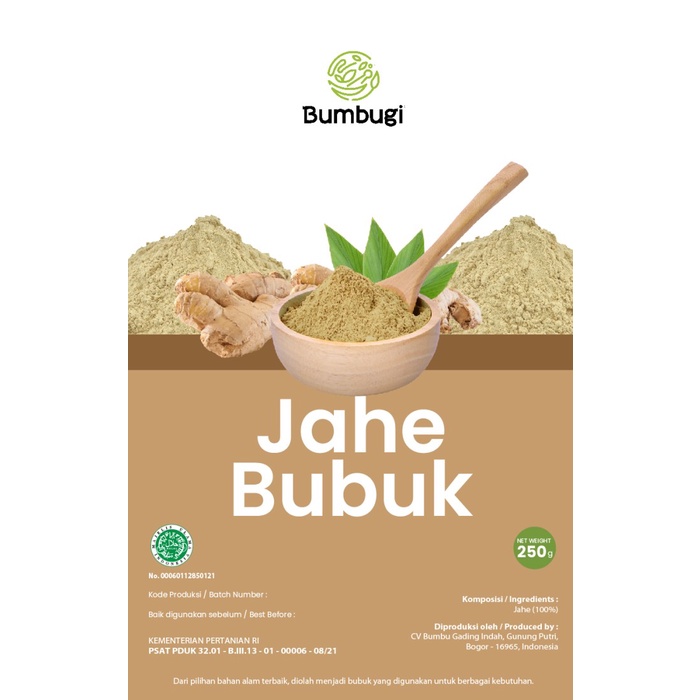 

New Produk Jahe Bubuk 250 Gram Murni Alami 100% Tanpa Campuran Halal