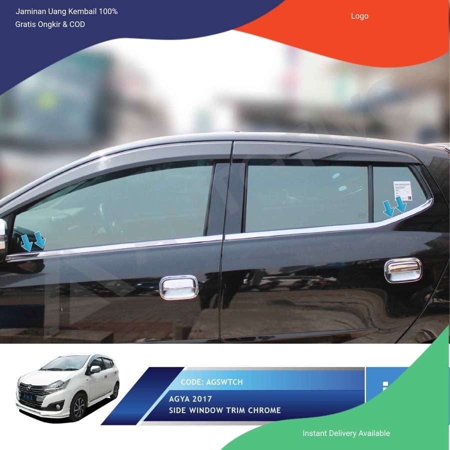 List Kaca Samping Mobil New Ayla 2017 Side Window Trim Chrome Aksesoris mobil