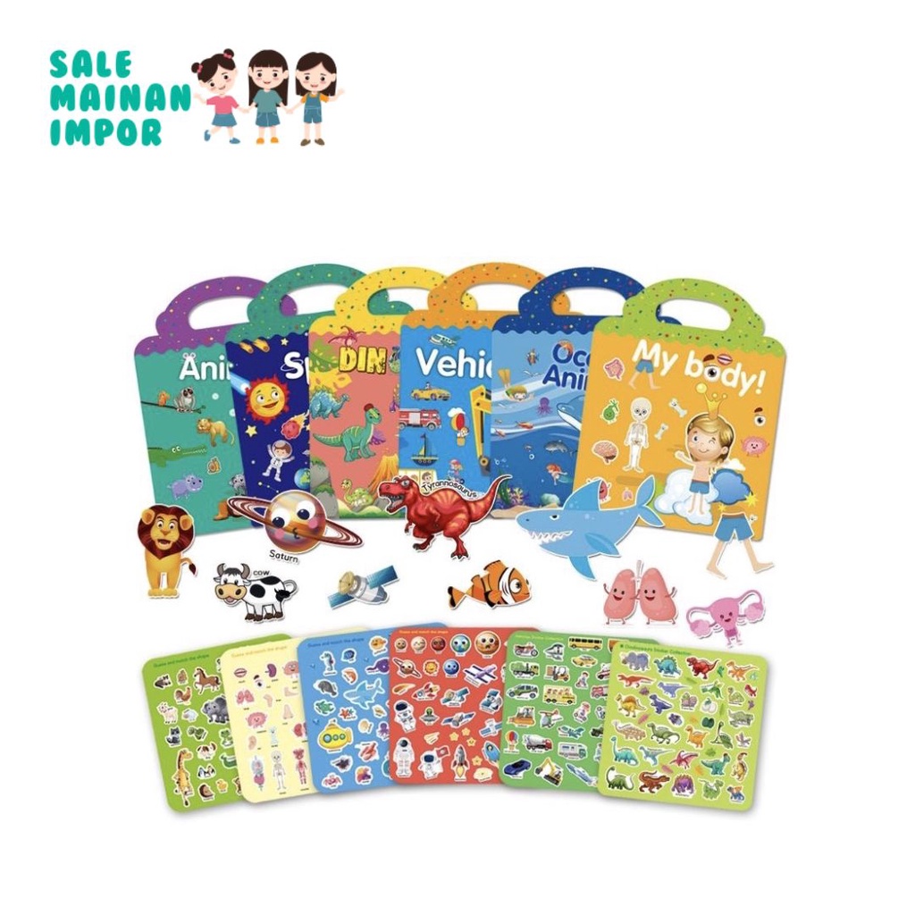 SMI REUSABLE Sticker Book / Buku Edukasi / Buku stiker anak / buku anak